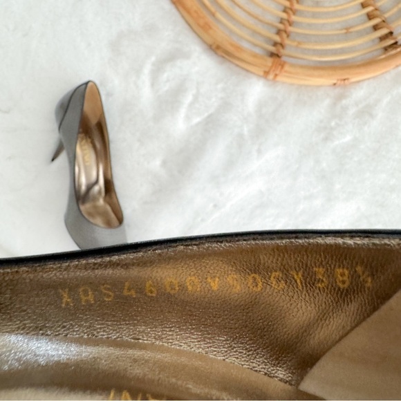 Valentino Perforated Pumps Heels In Purple Gray Leather Pointed Toe - Picture 11 of 12